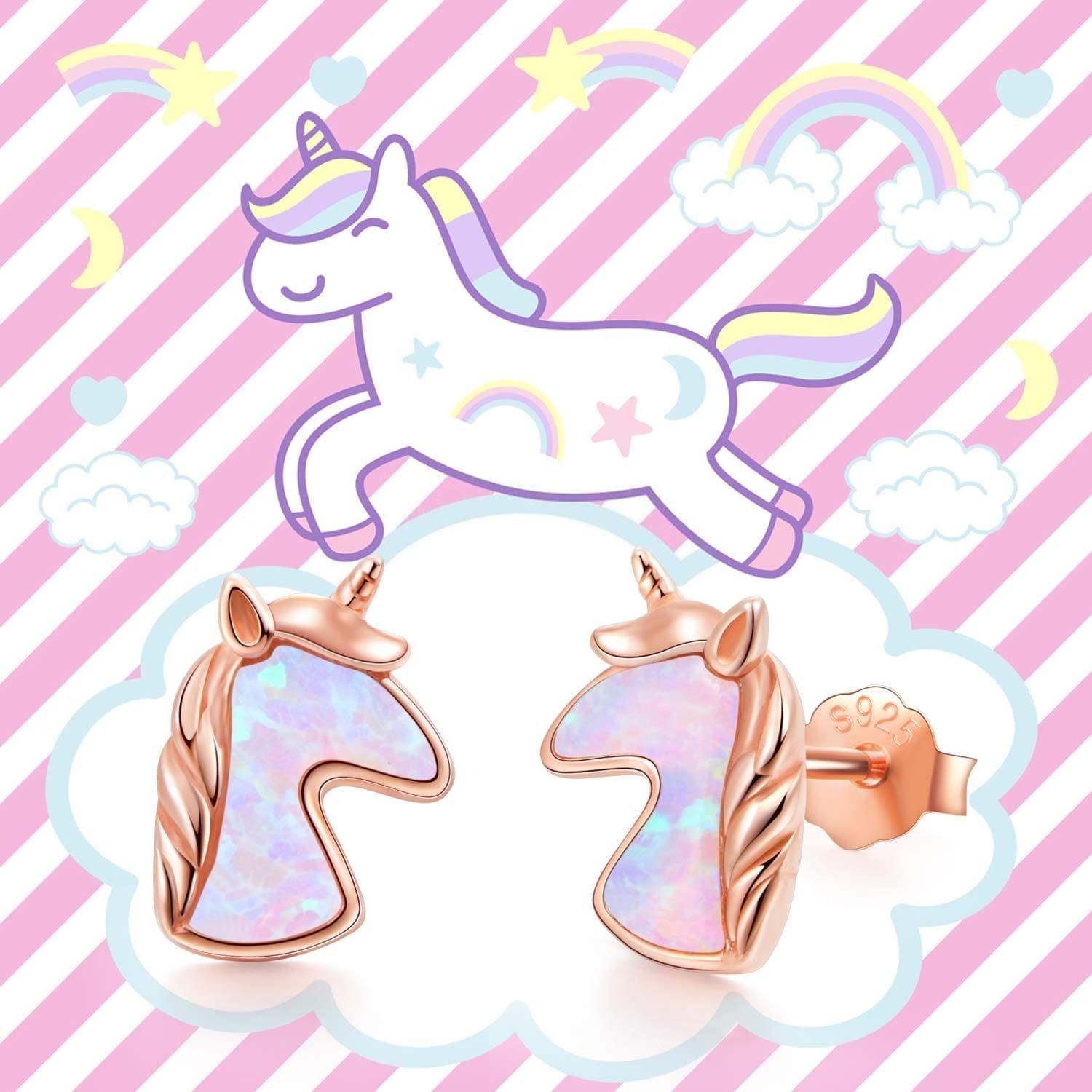 925 Sterling Silver Opal Animal Studs Earrings for Sensitive Ears Jewelry Gifts for Women Girls