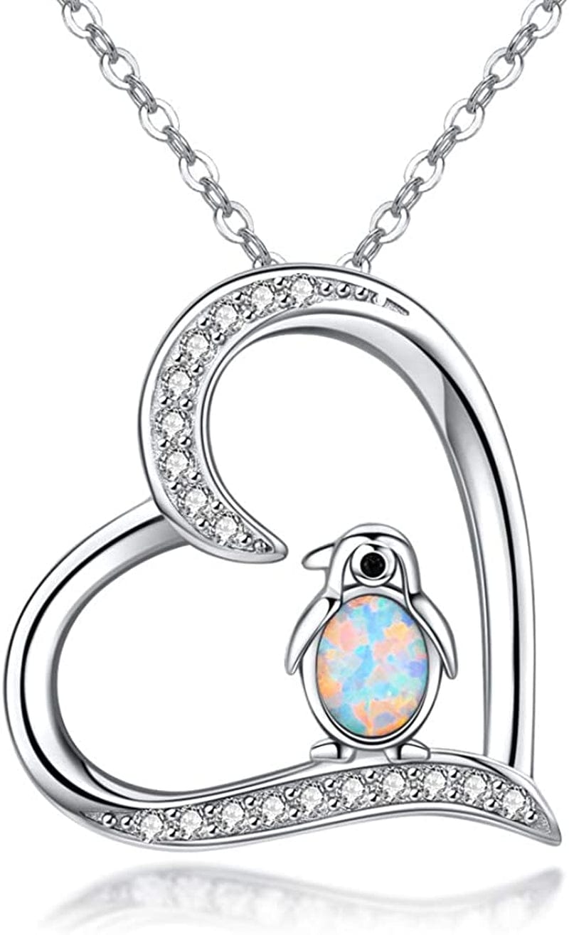925 Sterling Silver Penguin Pendant Necklace Cute Animal Necklaces for Women Valentines Day Birthday Gifts for Her,Teens Silver 1