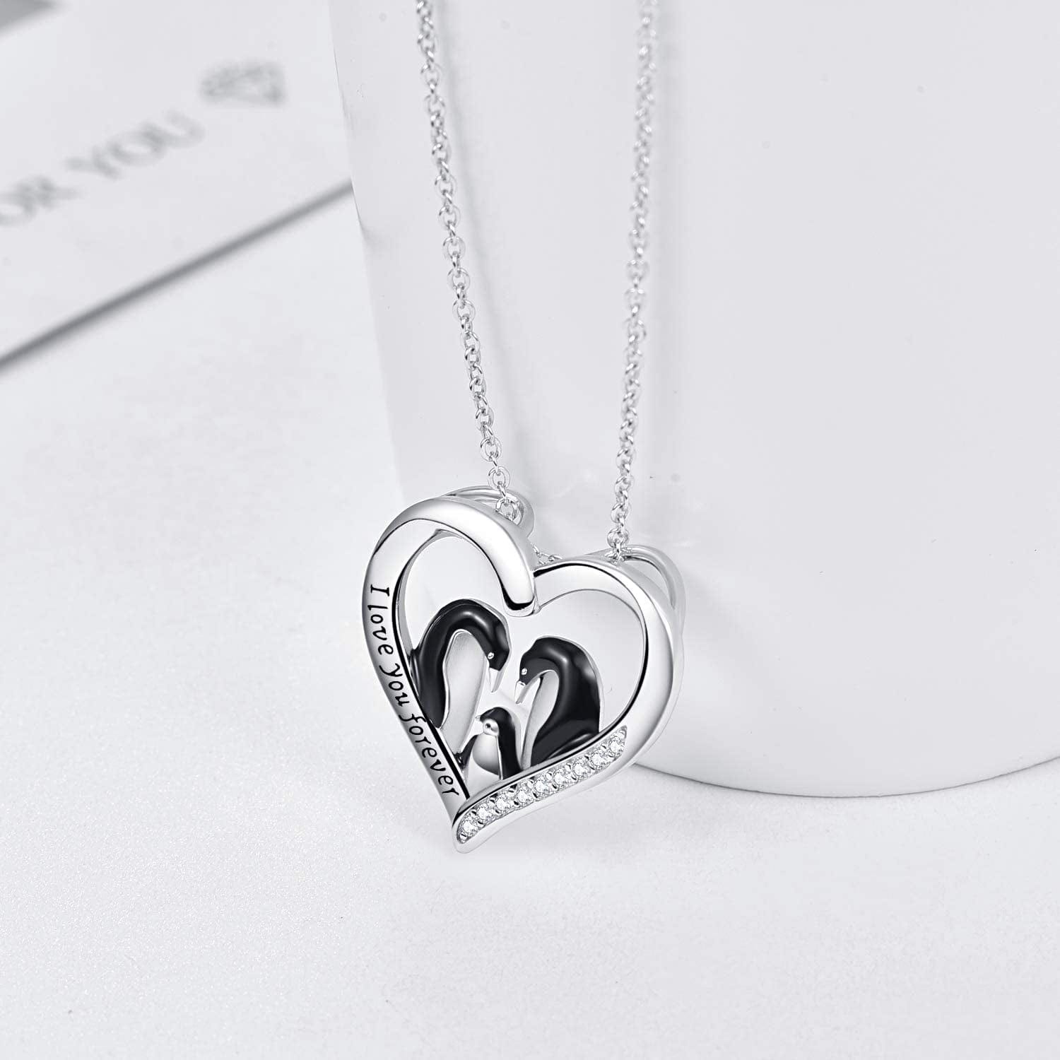 925 Sterling Silver Penguin Pendant Necklace Cute Animal Necklaces for Women Valentines Day Birthday Gifts for Her,Teens