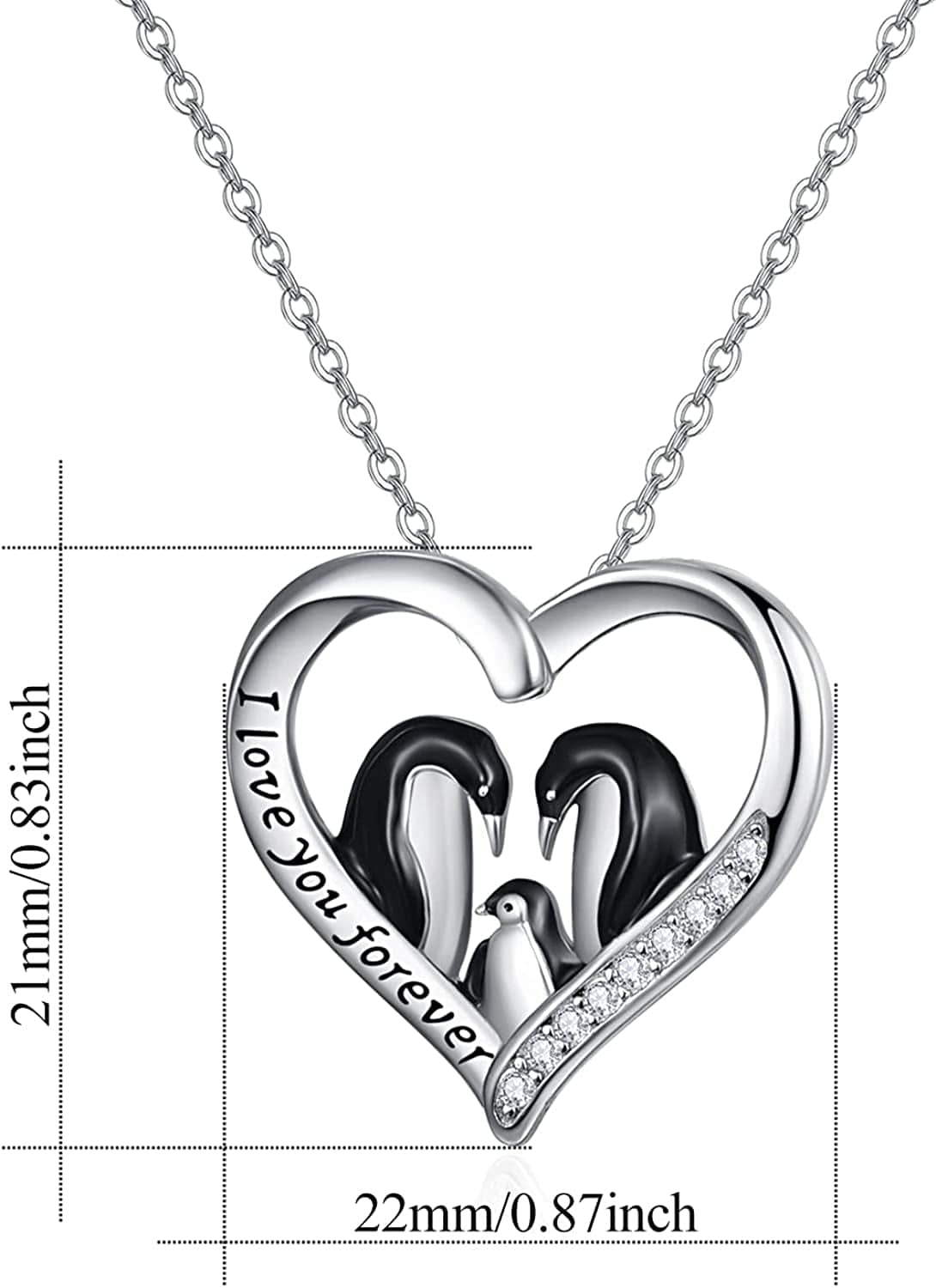 925 Sterling Silver Penguin Pendant Necklace Cute Animal Necklaces for Women Valentines Day Birthday Gifts for Her,Teens