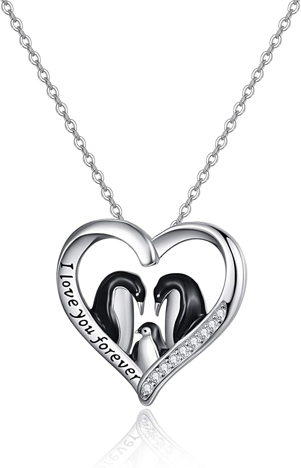 925 Sterling Silver Penguin Pendant Necklace Cute Animal Necklaces for Women Valentines Day Birthday Gifts for Her,Teens Silver 3