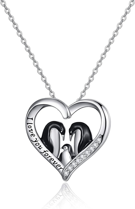 925 Sterling Silver Penguin Pendant Necklace Cute Animal Necklaces for Women Valentines Day Birthday Gifts for Her,Teens Silver 3