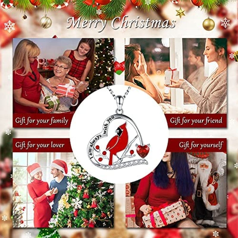 925 Sterling Silver Red Cardinal Necklace I Am Always with You Memorial Pendant Jewelry Gift for Women
