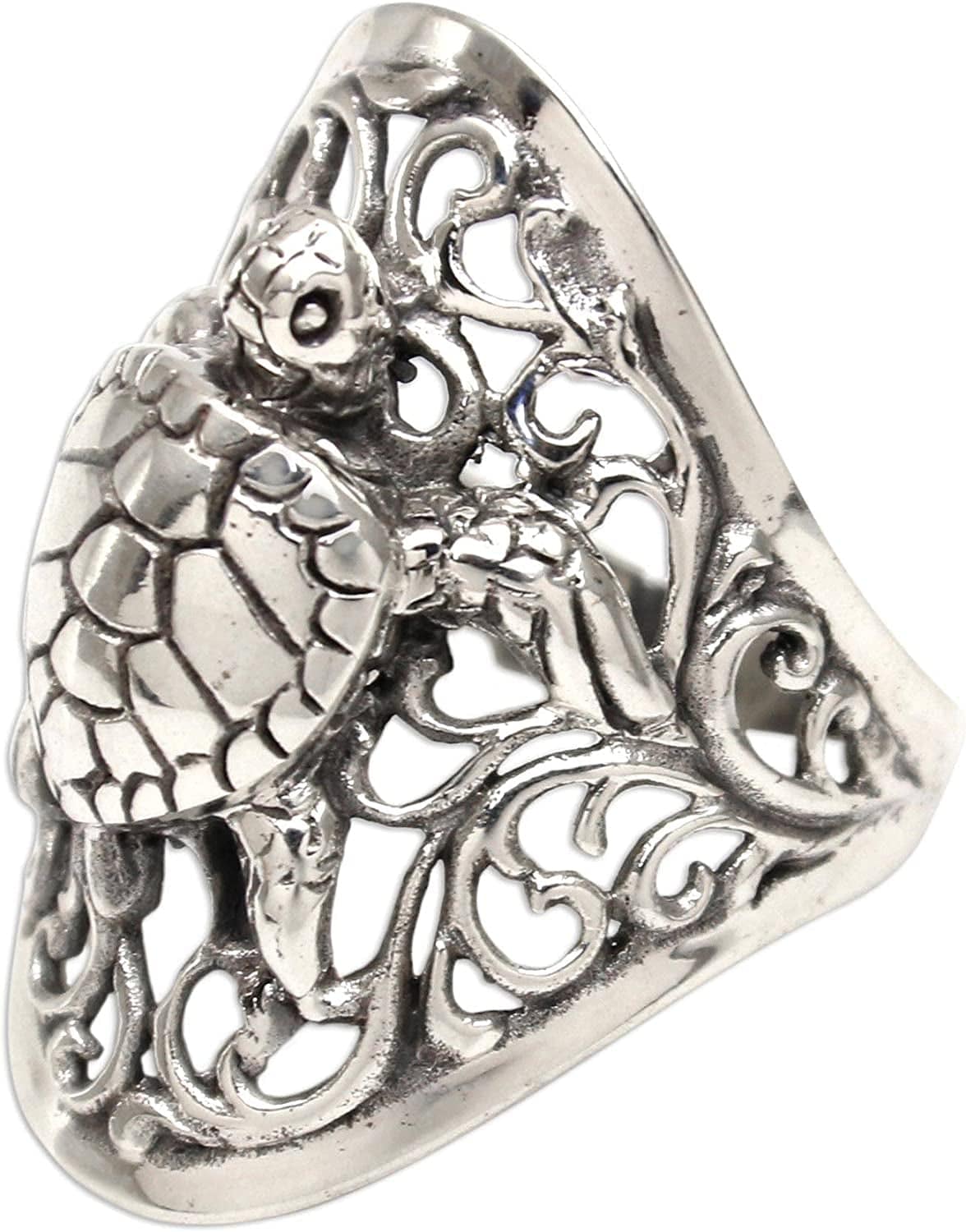 .925 Sterling Silver Ring, Elegant Sea Turtle'