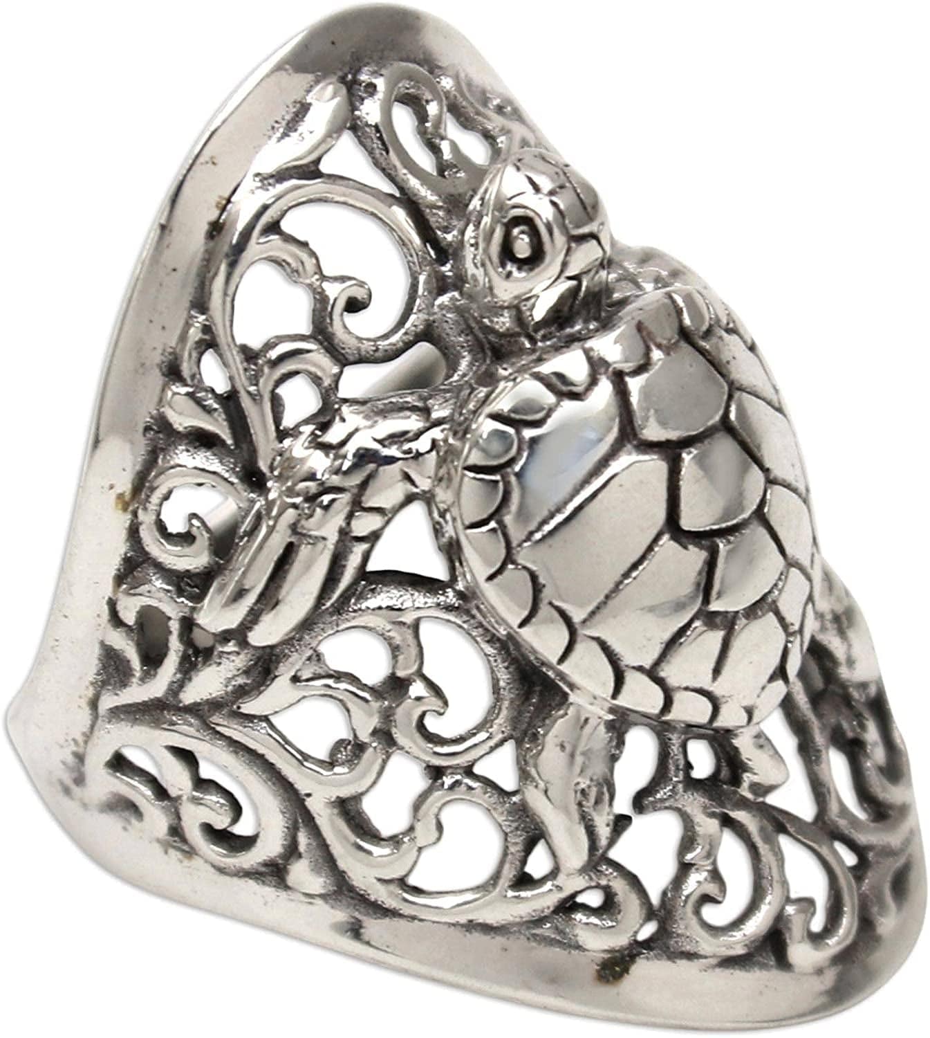 .925 Sterling Silver Ring, Elegant Sea Turtle'