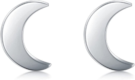 925 Sterling Silver Stud Earrings, Boruo Crescent Moon, Star, Sun High Polish Tarnish Resistant Earrings Silver Earrings