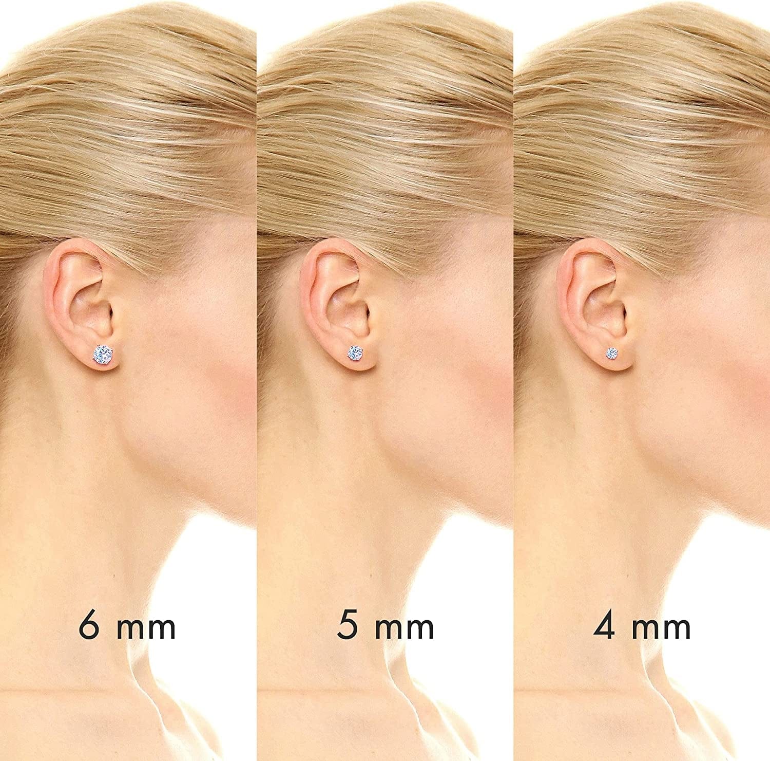 925 Sterling Silver Stud Earrings for Women Men, Cubic Zirconia from Austria, Flawless (FL) Clarity & Exellent Cut, Superior Brilliance, Scintillation as Diamond, 4Mm,5Mm,6Mm