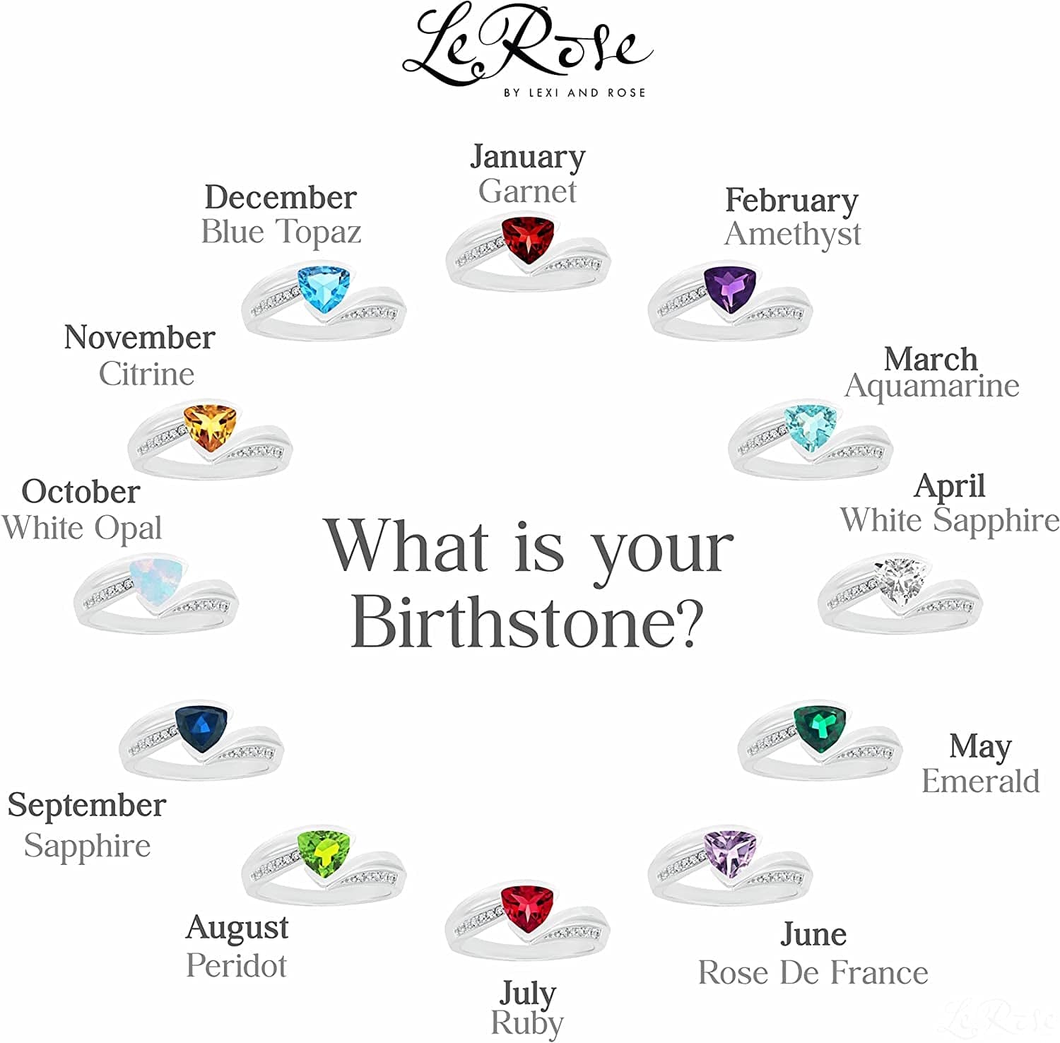 .925 Sterling Silver Trillion-Cut Birthstone & Lab Grown White Sapphire or CZ Double Shank Bypass Style Fashion Ring - Choice of Gem Color/Month