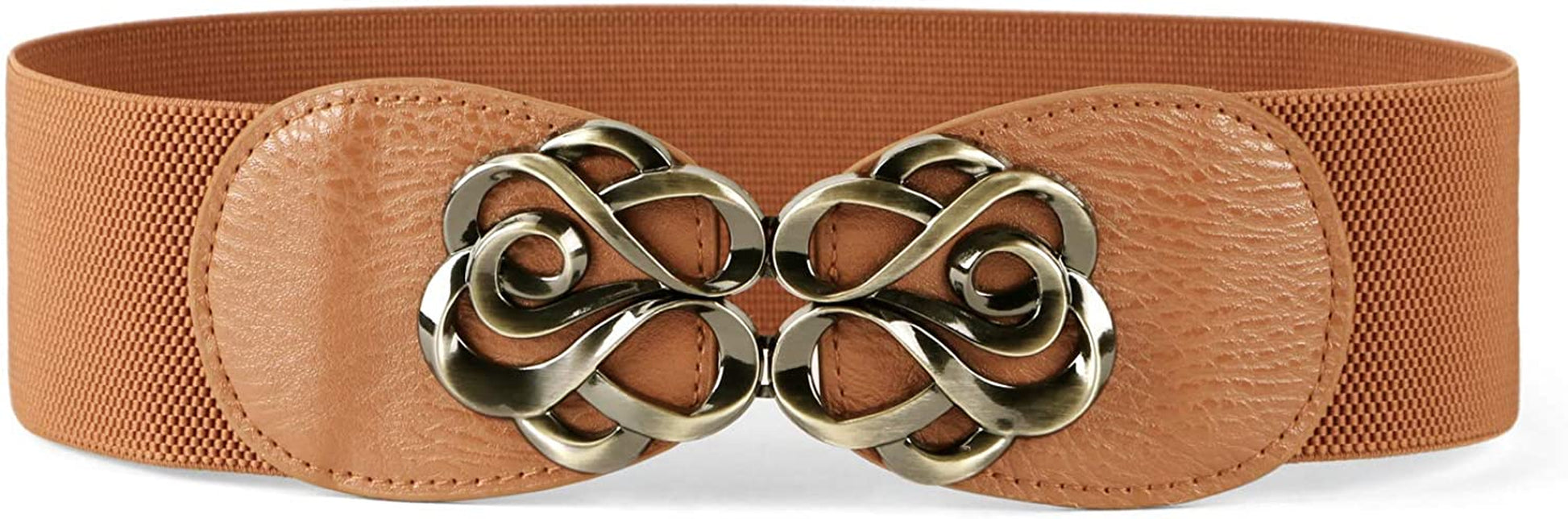 JASGOOD Women Stretchy Belt for Dresses Vintage Elastic Wide Waist Belt Apparel & Accessories > Clothing Accessories > Belts KYLIE MAX F-brown Suit for waist size 44"-49"