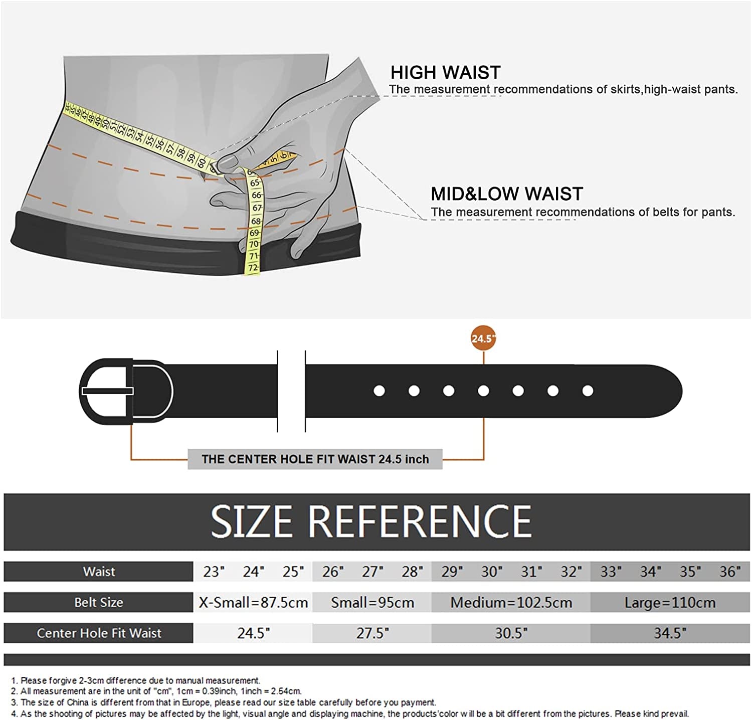 Tanpie Womens Leather Waist Belts for Jeans Pants with Gold Buckle Apparel & Accessories > Clothing Accessories > Belts Tanpie