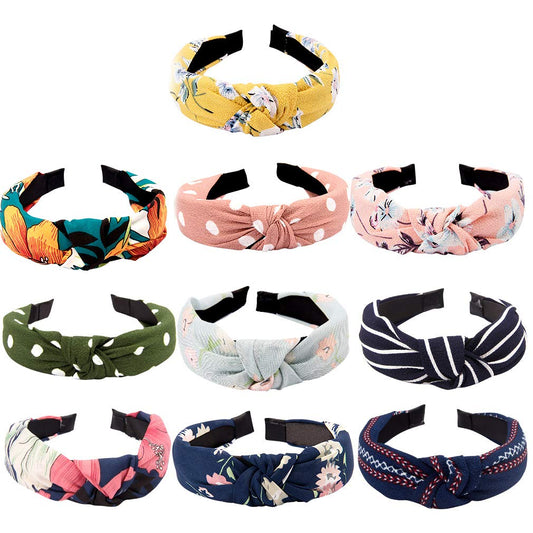 TOBATOBA 10 Piece Womens Headbands Set Knotted Headbands for Women Summer Floral Headbands Bow Knot Headband Twist Turban Headband Cross Knot Wide Headbands Bandana Hair Accessories for Women Apparel & Accessories > Clothing Accessories > Bandanas & Headties TOBATOBA Color 1