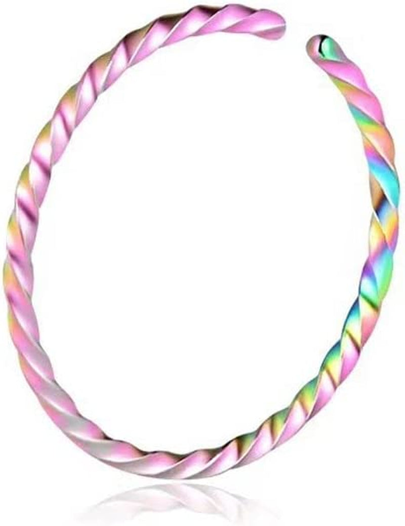 Stainless Steel Twist Nose Rings Hoop Tragus Cartilage Helix Ring Lip Septum Fake Piercing Jewelry Braided Ear Clips Body Accessories(Silver) Apparel & Accessories > Jewelry > Rings Generic Stainless Steel,Multicolor