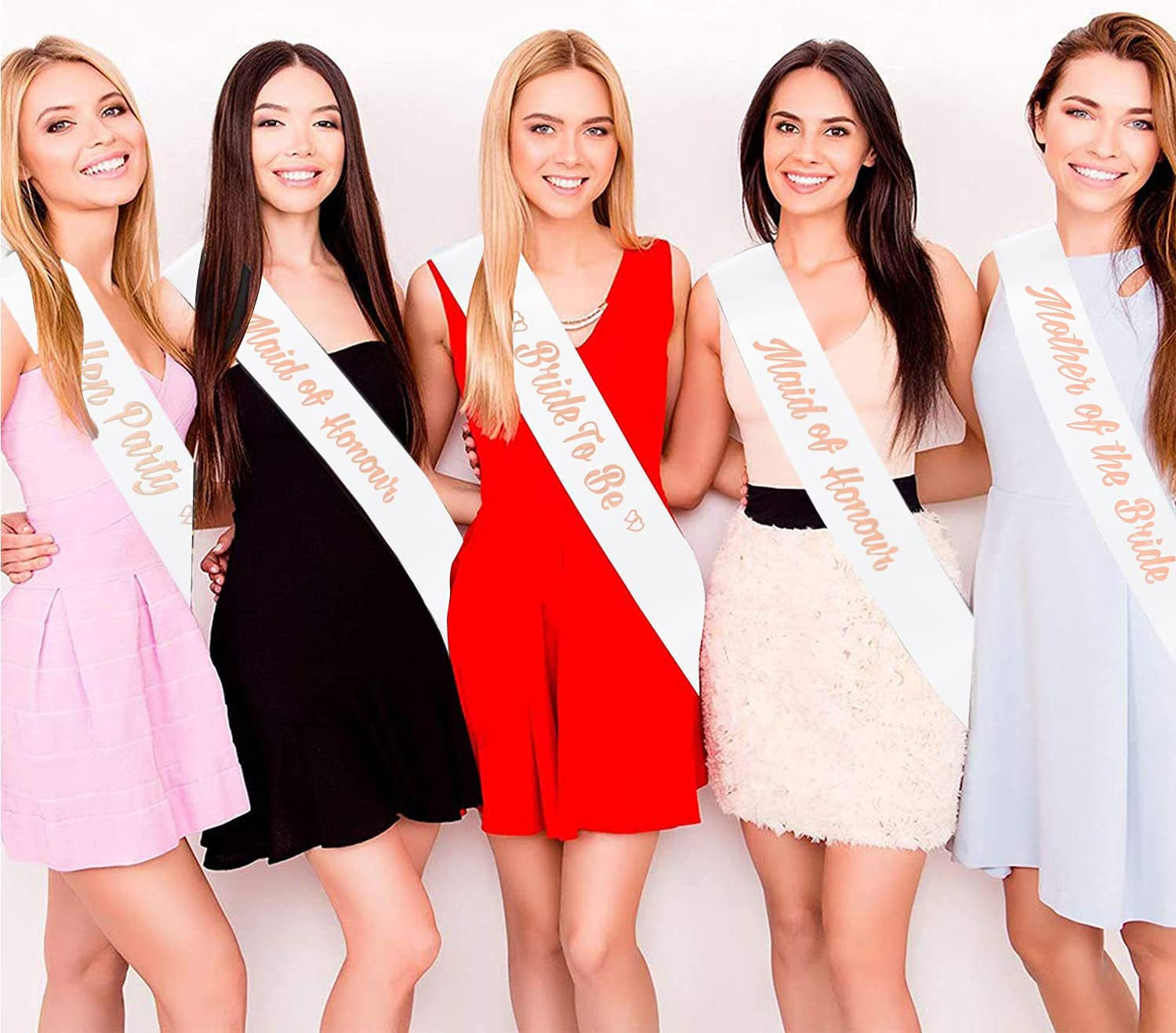 Lseeu 'Mother of the Bride' Bachelorette Party Sashes Rose Gold, Satin Sash Decor for Bride to Be Mother | Engagement Party Ideas Kit with Satin Sash, Supplies in Bridal Shower, Hen Party Accessories Apparel & Accessories > Clothing Accessories > Sashes Lseeu