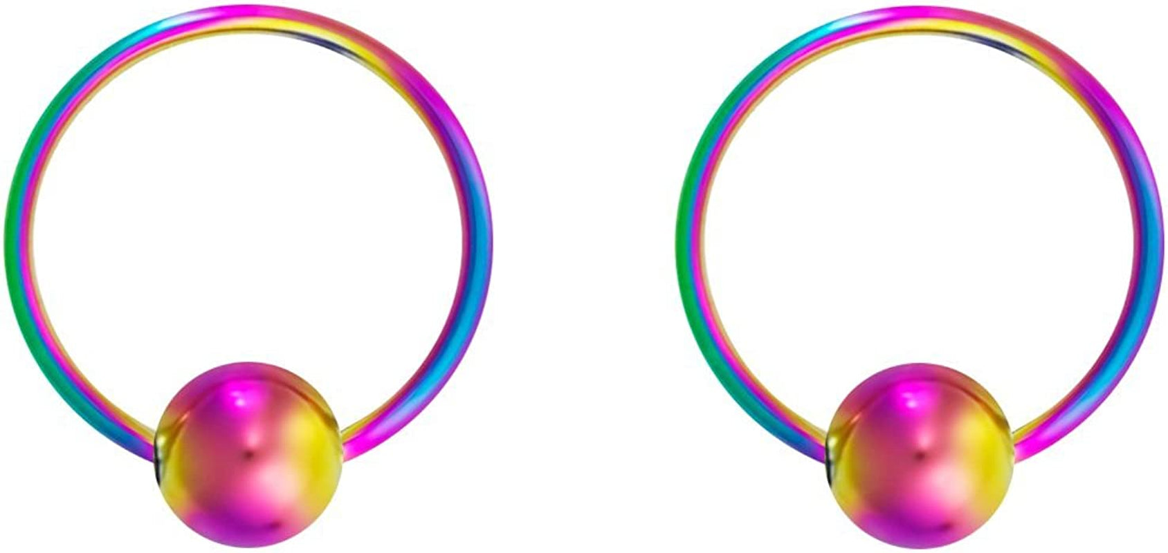 Forbidden Body Jewelry 316L Surgical Steel Captive Bead Piercing Hoop (Pair) 10G 12G 14G 16G 18G 20G, Diameter 6 to 12Mm Black and Rainbow Apparel & Accessories > Jewelry > Rings Forbidden Body Jewelry Rainbow: 20g, 8mm