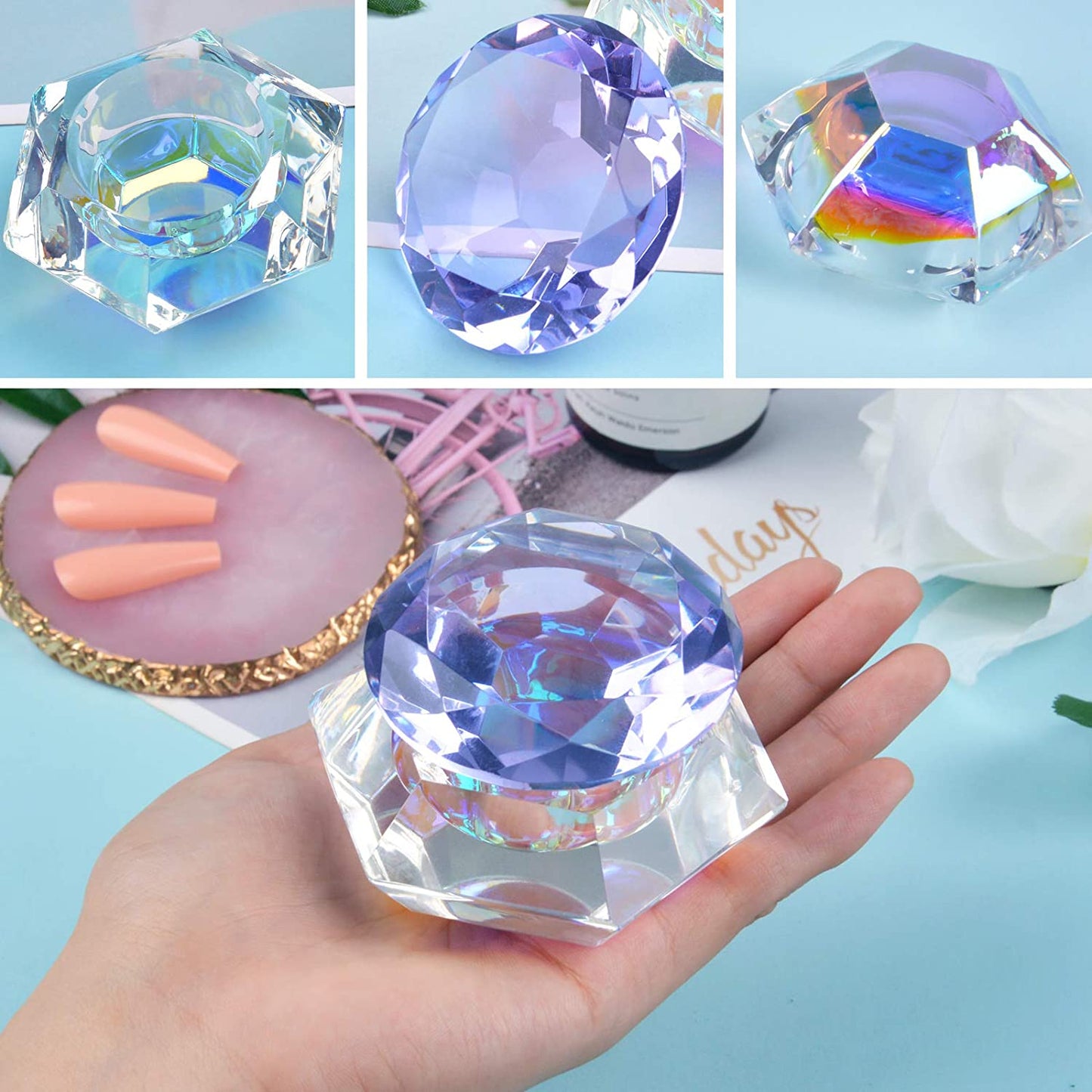 Kalolary 1 Pc Colorful Nail Art Dappen Dish for Acrylic Liquid Powder, Nail Crystal Bowl Glass Nail Cup Nail Glassware with Purple Gemstone Lid for Nail Art Manicure Care Tools(Purple) Health & Beauty > Personal Care > Cosmetics > Cosmetic Tools > Nail Tools Kalolary