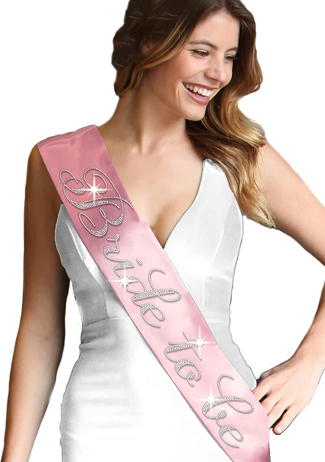 Blue Flirty Bride to Be Sash - Premium BRIDAL GRADE SATIN & Real CRYSTAL Rhinestone Bride to Be Satin Sash - Bachelorette Accessory Bride Gift - Classic Royal Blue Sash(Flrty B2B) Apparel & Accessories > Clothing Accessories > Sashes RhinestoneSash A: Blush Pink (Bride To Be) One Size Fits Most