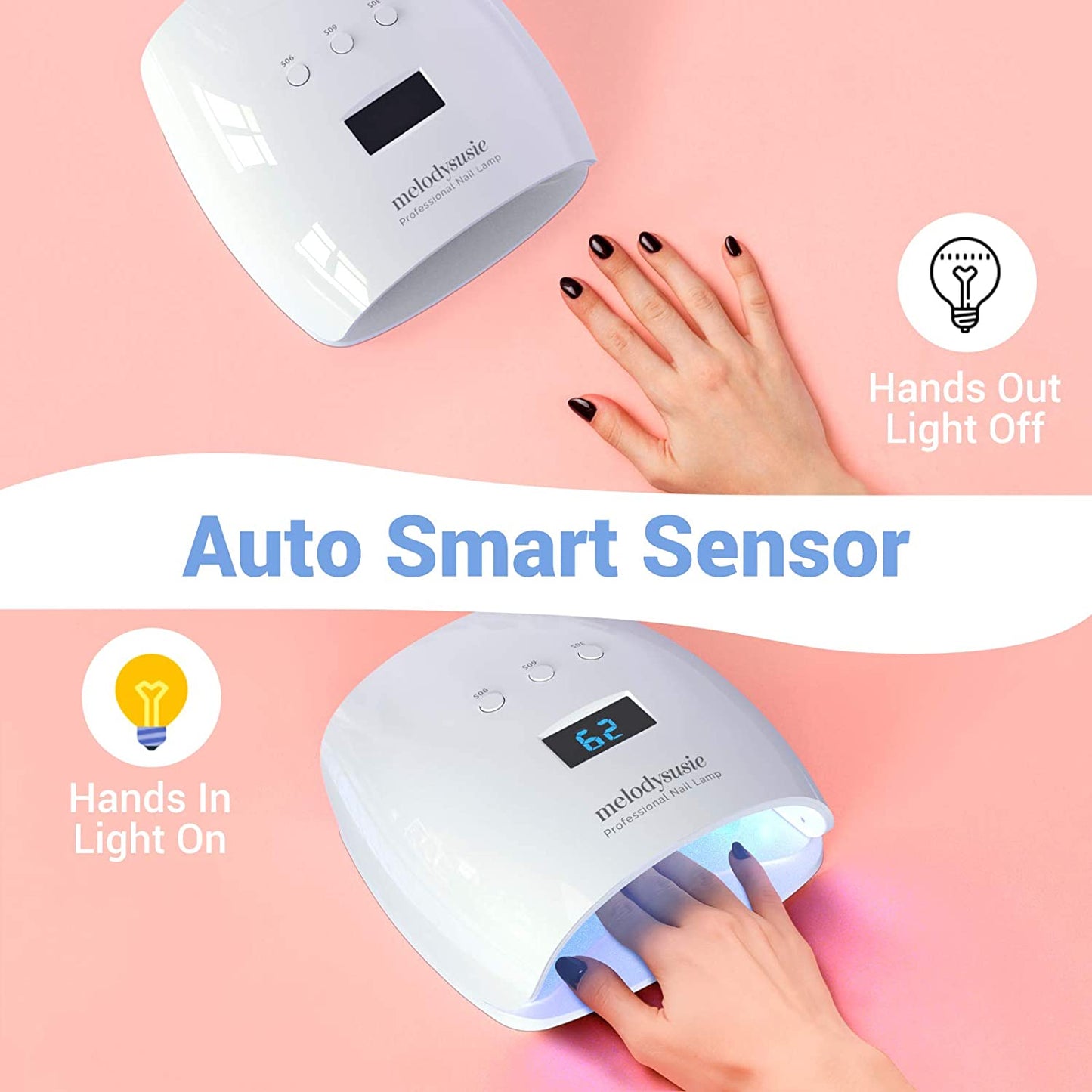 Melodysusie UV LED Nail Lamp True 54W Professional Nail Dryer for Gel Nail Polish Curing Lamp with 3 Timer Setting, Automatic Sensor, LCD Display, Detachable Tray Nail Art Tools Accessories Health & Beauty > Personal Care > Cosmetics > Cosmetic Tools > Nail Tools MelodySusie