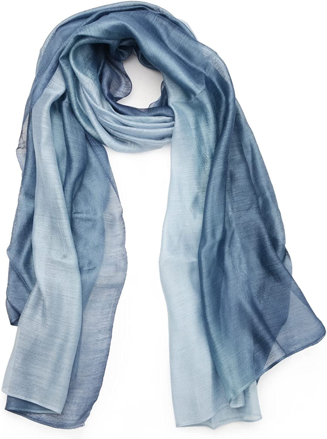SNUG STAR Cotton Silk Scarf Elegant Soft Wraps Color Shade Scarves for Women Apparel & Accessories > Clothing Accessories > Scarves & Shawls SNUG STAR Gradient - Light Blue