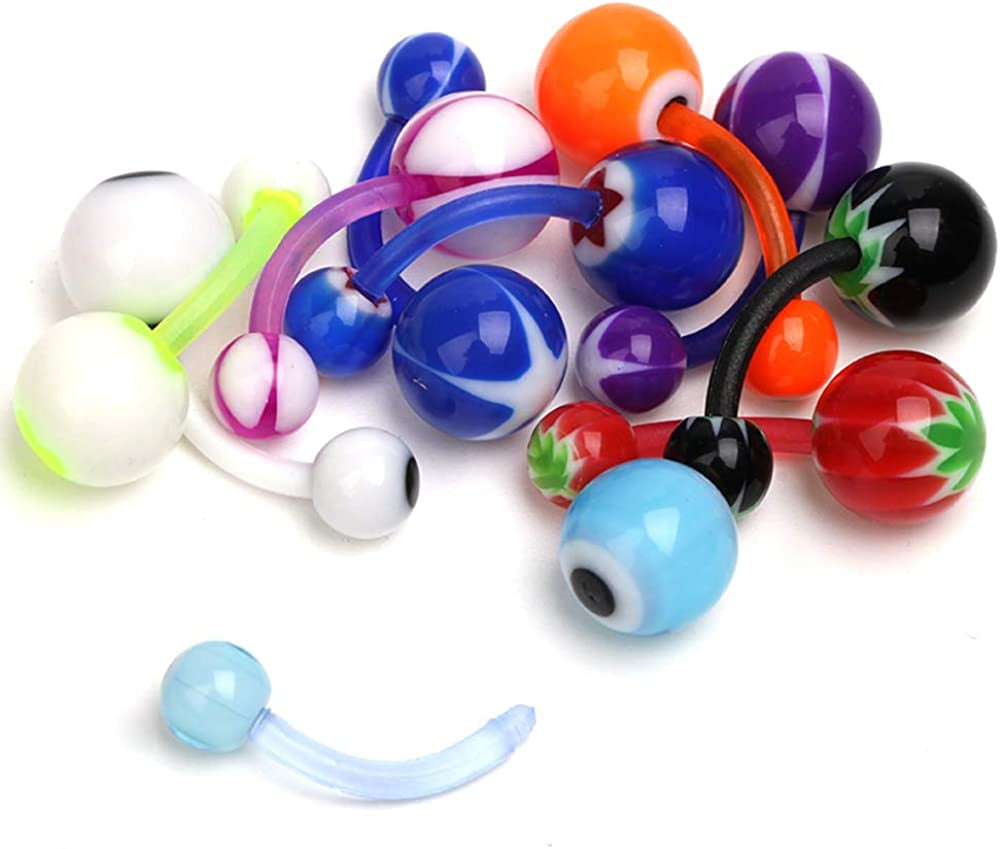 Crazypiercing Wholesale 80 Flexible Lip Tongue Eyebrow Bar Rings Barbell Piercing Body Jewelry Multicolor Apparel & Accessories > Jewelry > Body Jewelry CrazyPiercing