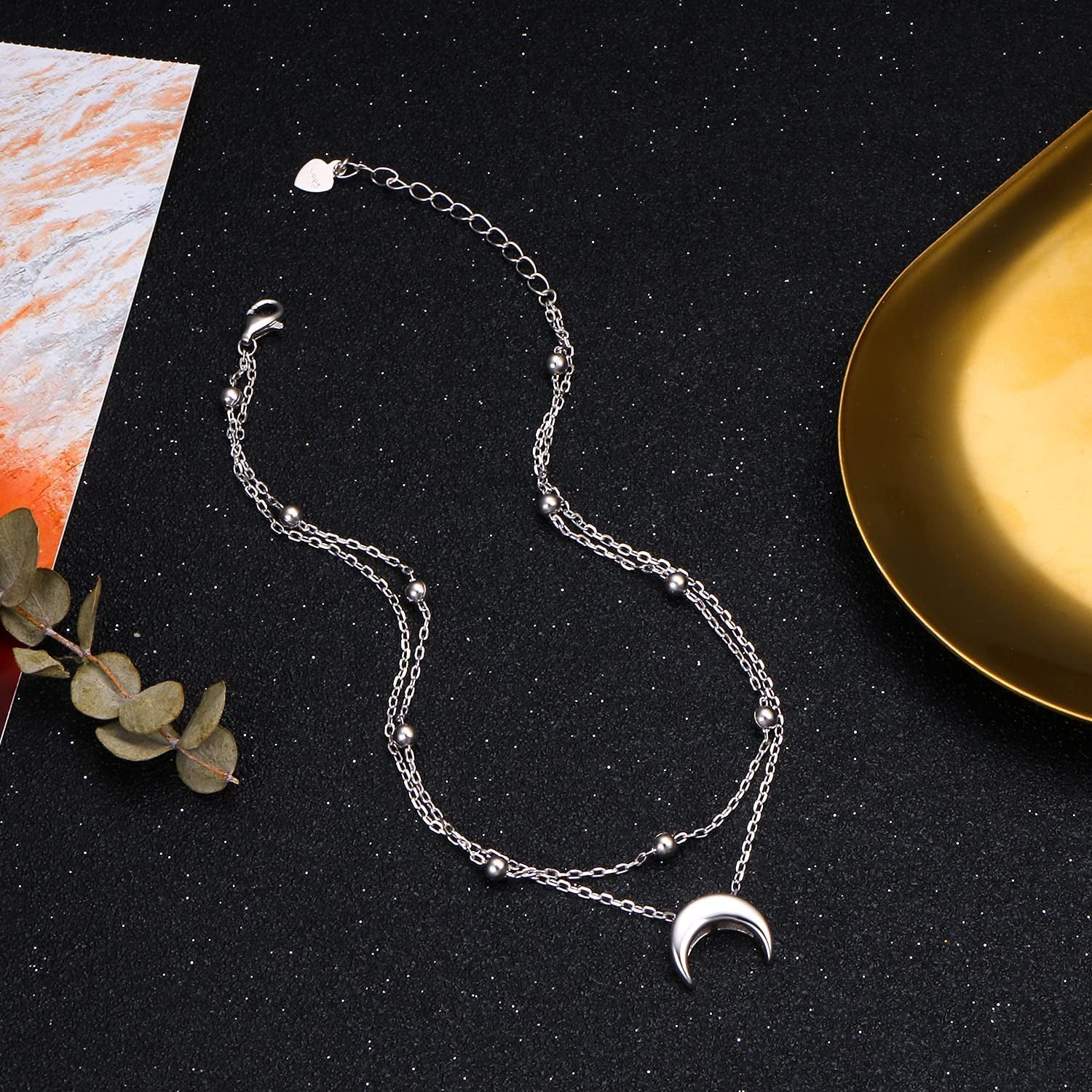 Star Moon Layered Anklet 925 Sterling Silver Sunflower Anklets for Women Girls Adjustable Beads Crescent Ankle Bracelet Boho Beach Foot Chain 9+1.5 Inch Charm Jewelry Birthday Gifts Apparel & Accessories > Jewelry > Anklets SilverSea Jewelry