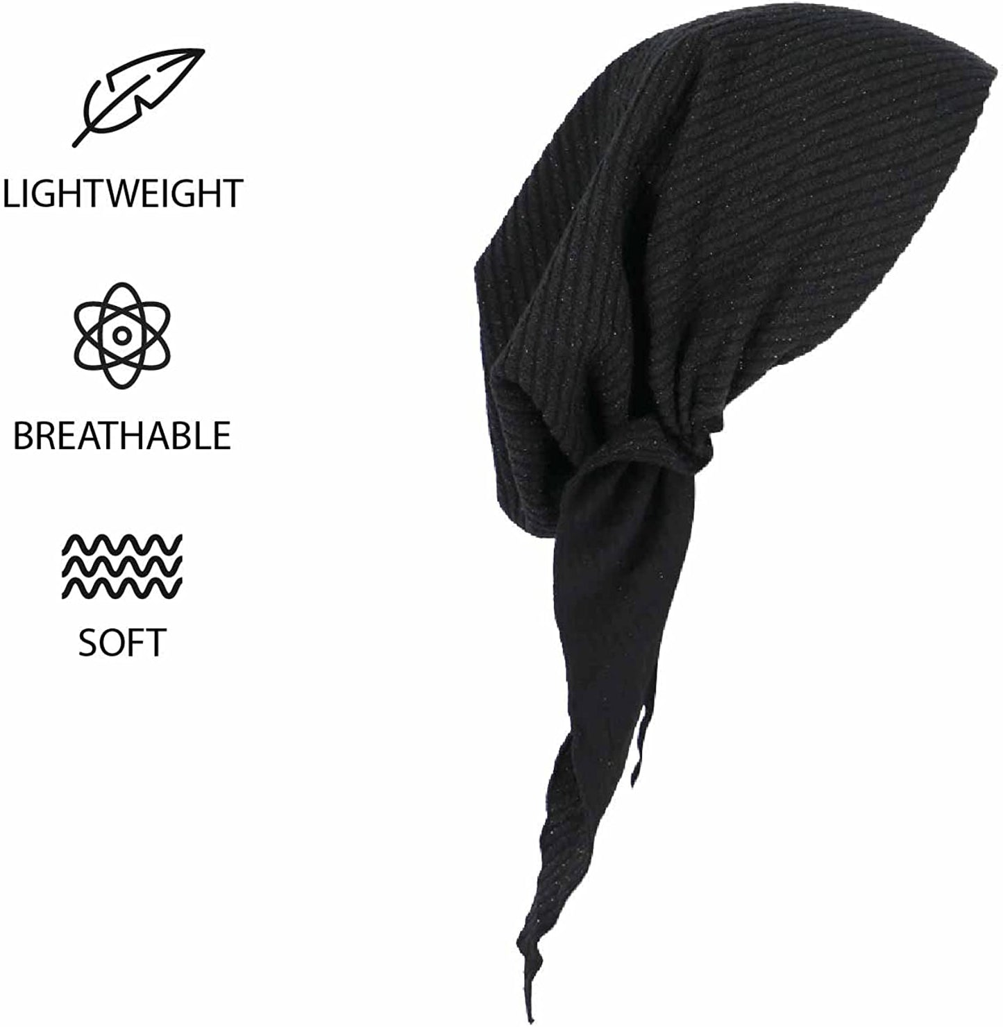 Madison Headwear Pretied Head Scarves for Women Featuring a Unique Sparkly Foil Finish and Stretchy Ribbed Fabric Apparel & Accessories > Clothing Accessories > Headwear Madison Headwear