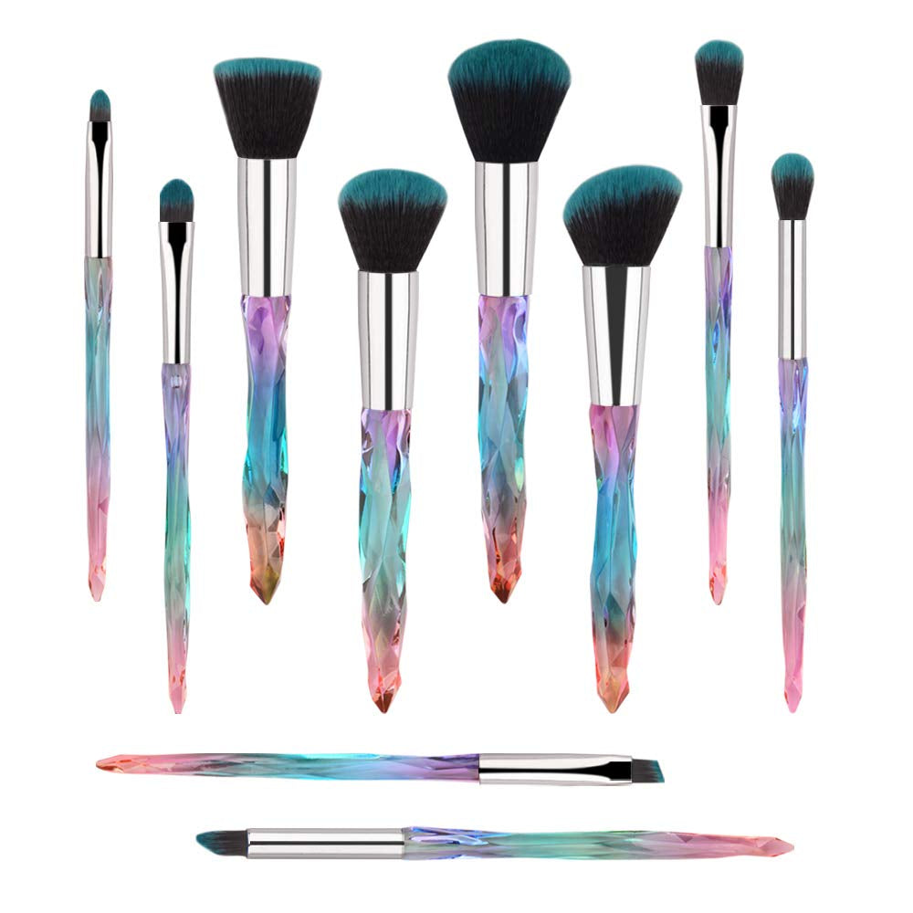 Makeup Brush Professional, Acrylic Diamond Handle Make up Brushes Series for Full Face Foudation Blush Eyeshadow Concealers Powder Transparent Beauty Tools Health & Beauty > Personal Care > Cosmetics > Cosmetic Tools > Makeup Tools G-Texnik 2-Blue