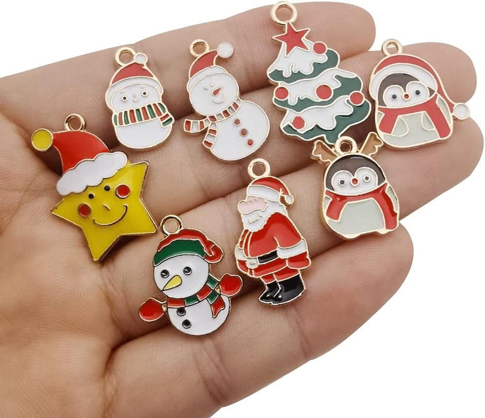 93 Pcs Christmas Pendants Charms for Jewelry Making Xmas Necklace Bracelet Earring Clothes Sewing Bags Decoration Charms Scrapbooking Supplies (M695-93) M695-93