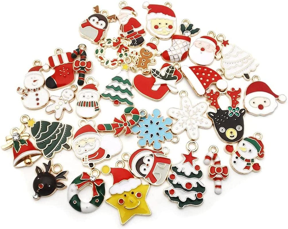93 Pcs Christmas Pendants Charms for Jewelry Making Xmas Necklace Bracelet Earring Clothes Sewing Bags Decoration Charms Scrapbooking Supplies (M695-93) M695-93
