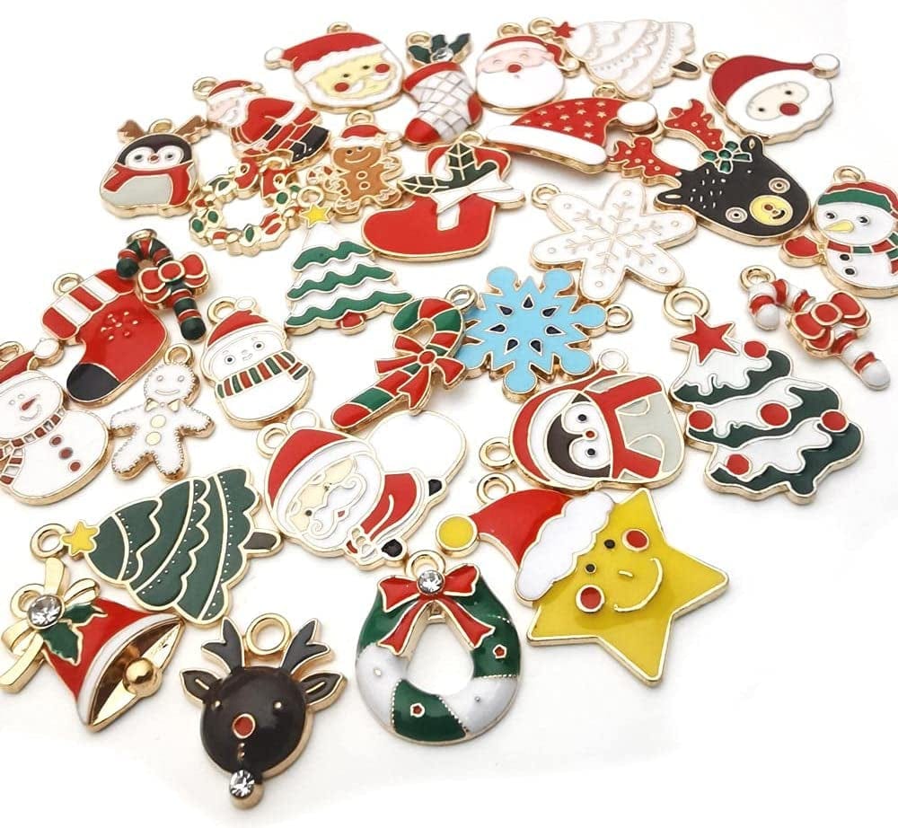 93 Pcs Christmas Pendants Charms for Jewelry Making Xmas Necklace Bracelet Earring Clothes Sewing Bags Decoration Charms Scrapbooking Supplies (M695-93) M695-93