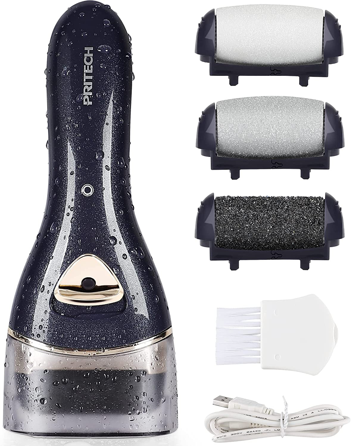 Electric Feet Callus Removers Rechargeable, Portable Electronic Foot File Pedicure Tools, Electric Callus Remover Kit, Professional Pedi Feet Care for Dead, Hard Cracked Dry Skin Ideal Gift Health & Beauty > Personal Care > Foot Care PRITECH 003-black