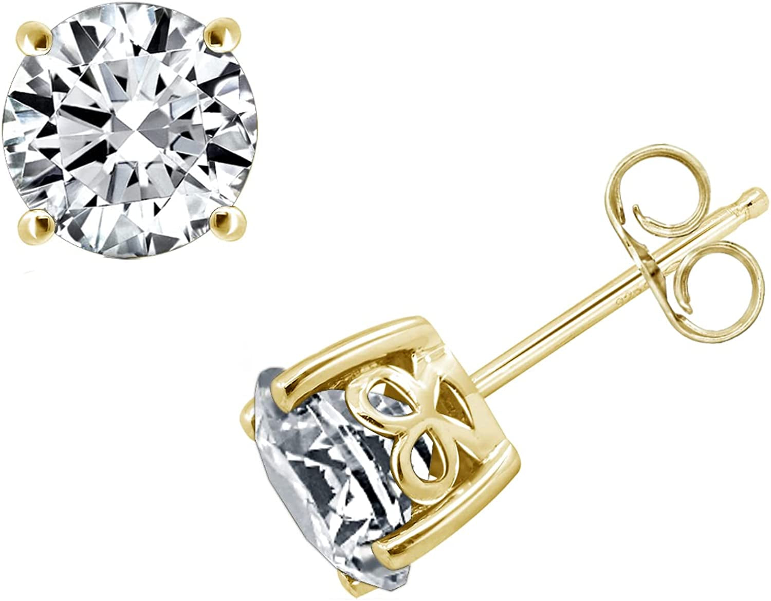 Collection Platinum or Gold Plated Sterling Silver Round-Cut Stud Earrings Made with Infinite Elements Zirconia Apparel & Accessories > Jewelry > Earrings Amazon Collection Yellow-gold-plated 3 cttw