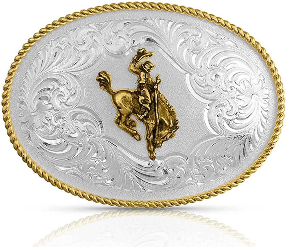 Montana Silversmiths Rope Trimmed Filigree Engraved Classic Western Buckle Apparel & Accessories > Clothing Accessories > Belt Buckles Montana Silversmiths Saddle Bronc Rider