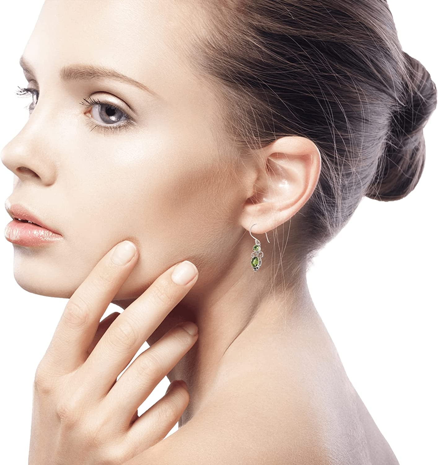 NOVICA Peridot and .925 Sterling Silver August Birthstone Dangle Earrings, Crown Princess' (1.1Cttw) Apparel & Accessories > Jewelry > Earrings NOVICA