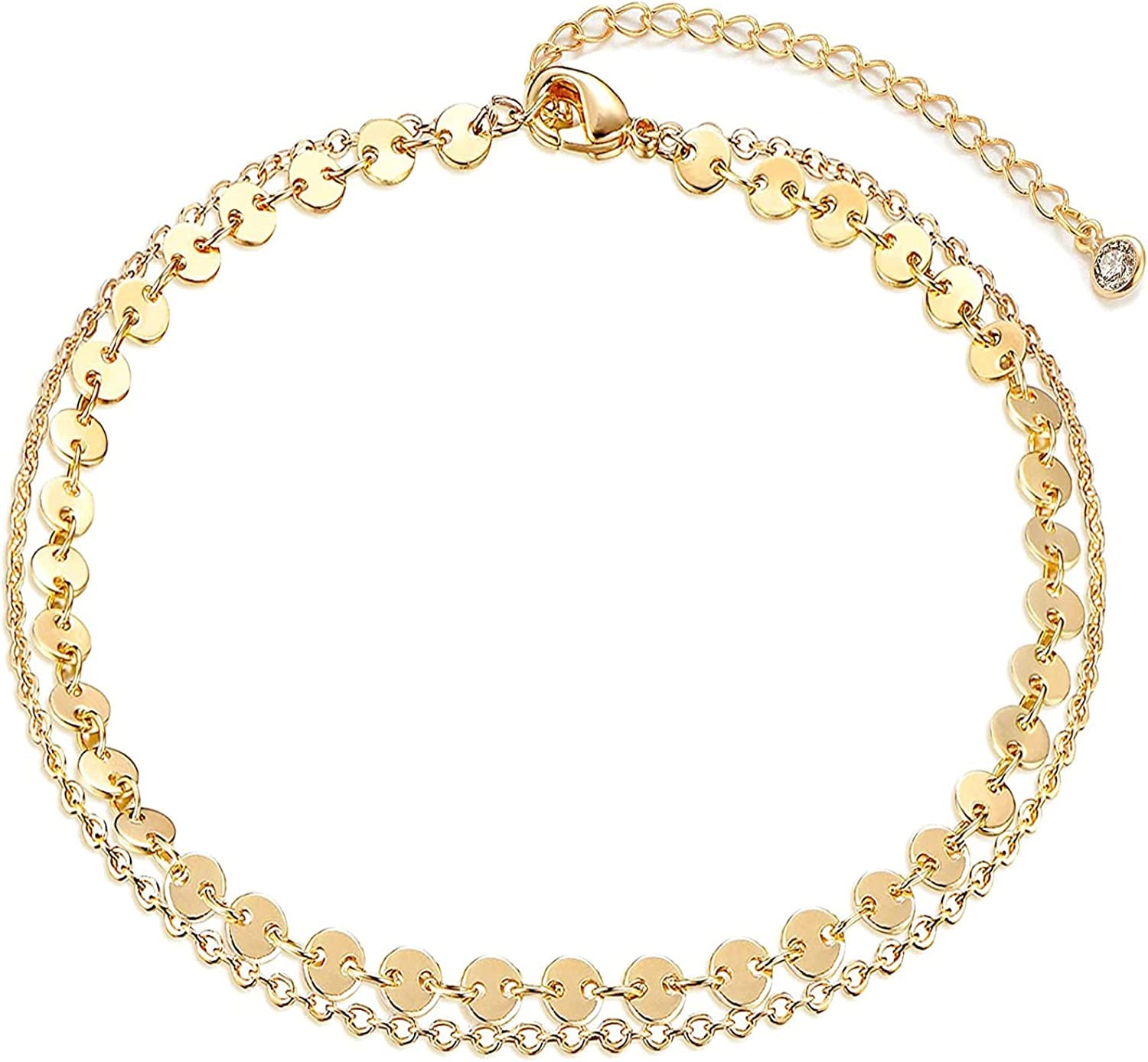 Fesciory Women Anklet Adjustable Beach Ankle Chain Gold Alloy Foot Chain Bracelet Jewelry Gift Apparel & Accessories > Jewelry > Anklets Fesciory F:Layered Sequins