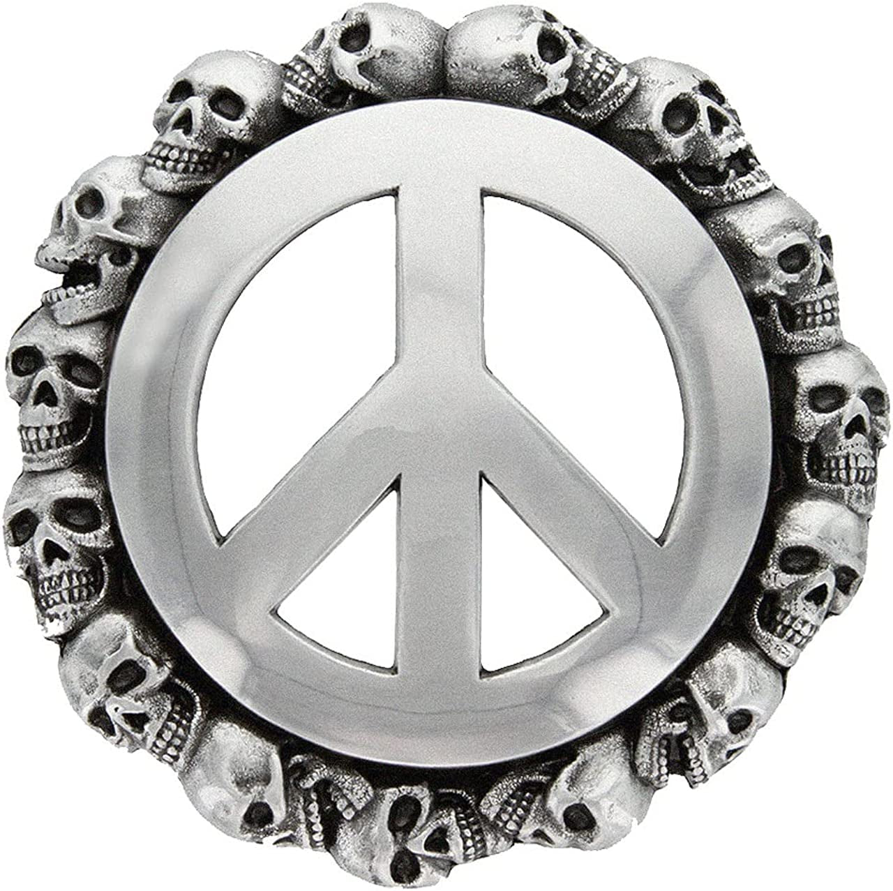 Western Antique Marijuana Hemp Leaf Turquoise Bead Turquoise Peace Sign Skulls Design Belt Buckle, Multi-Style Options Apparel & Accessories > Clothing Accessories > Belt Buckles Belts.com Type Buckle G67 - Ha1602 Antique Silver One Size