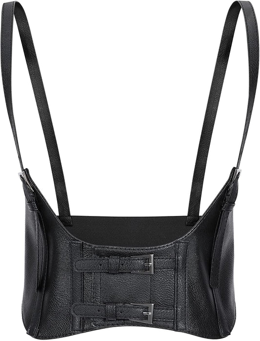 LEACOOLKEY Women Fashion Body Waist Belt Steampunk Underbust Corset Belt for Dress Apparel & Accessories > Clothing Accessories > Belts LEACOOLKEY A-black Under bust girth 26"-31"