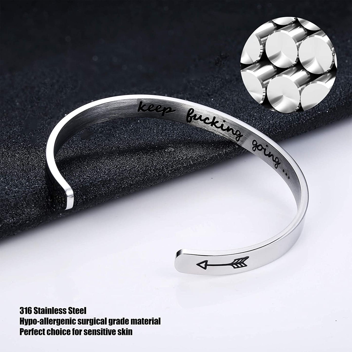 Sllaiss 4 Pcs Inspirational Bracelets Stainless Steel Cuff Bangle Bracelet for Women Men Engraved Motivational Friendship Encouragement Bracelet Graduation Gifts Apparel & Accessories > Jewelry > Bracelets Sllaiss