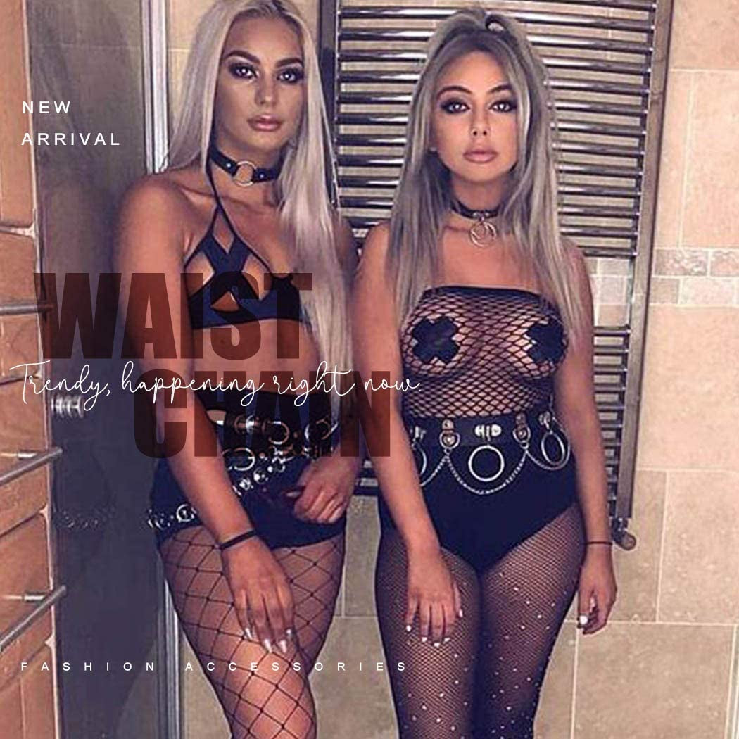 Relbcy Punk Waist Chain Belt Layered Leather Body Harness Chains Rave Body Belts Waist Accessories for Women and Girls Apparel & Accessories > Jewelry > Body Jewelry RELBCY