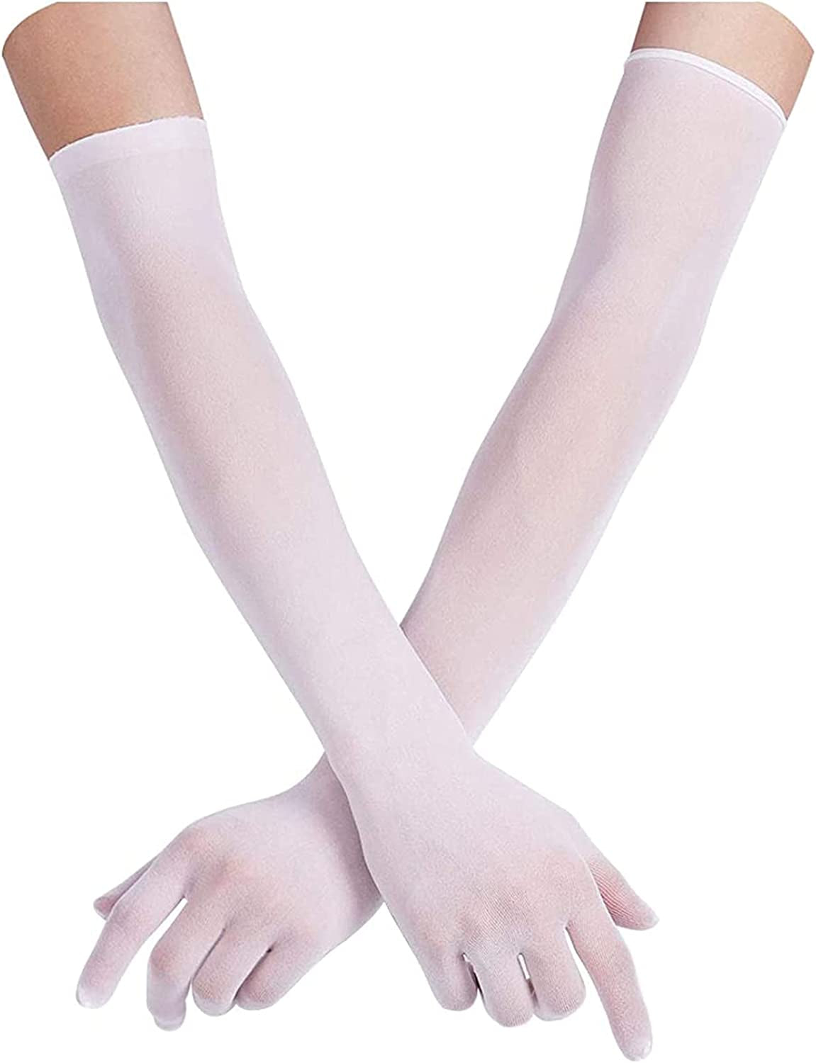 TAIKMD Women Mesh See through Evening Gloves Opera Length Glove Mittens Apparel & Accessories > Clothing Accessories > Gloves & Mittens TAIKMD White