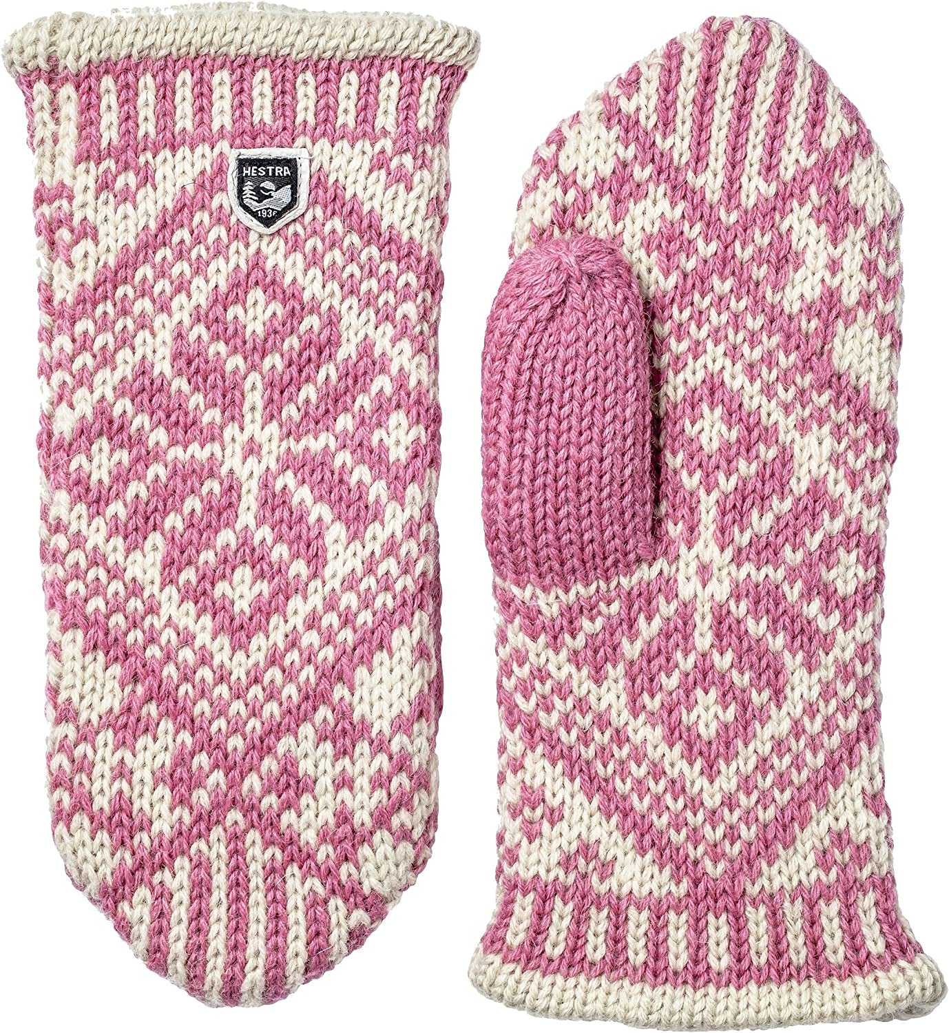 Hestra Unisex Nordic Wool Mitt Insulated Mittens for Cold Weather & Everyday Wear Apparel & Accessories > Clothing Accessories > Gloves & Mittens Hestra Gloves Light Rose/Off White 6