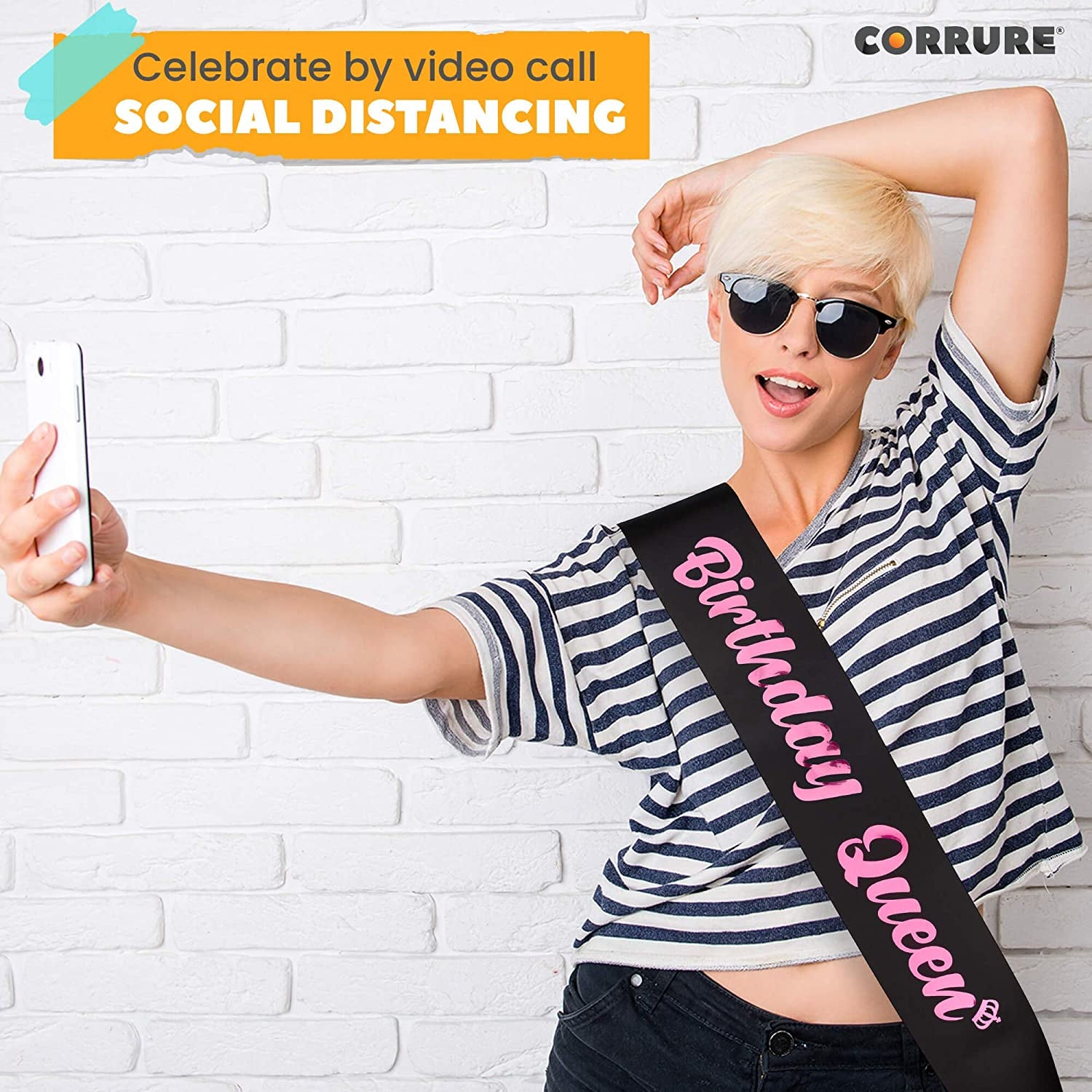 CORRURE 'Birthday Queen' Sash with Pink Foil - Soft Satin Black Sash for Women - Happy Birthday Sash for Girls, Sweet 16, 18Th 21St 25Th 30Th 40Th 50Th or Any Other Bday Party Apparel & Accessories > Clothing Accessories > Sashes CORRURE