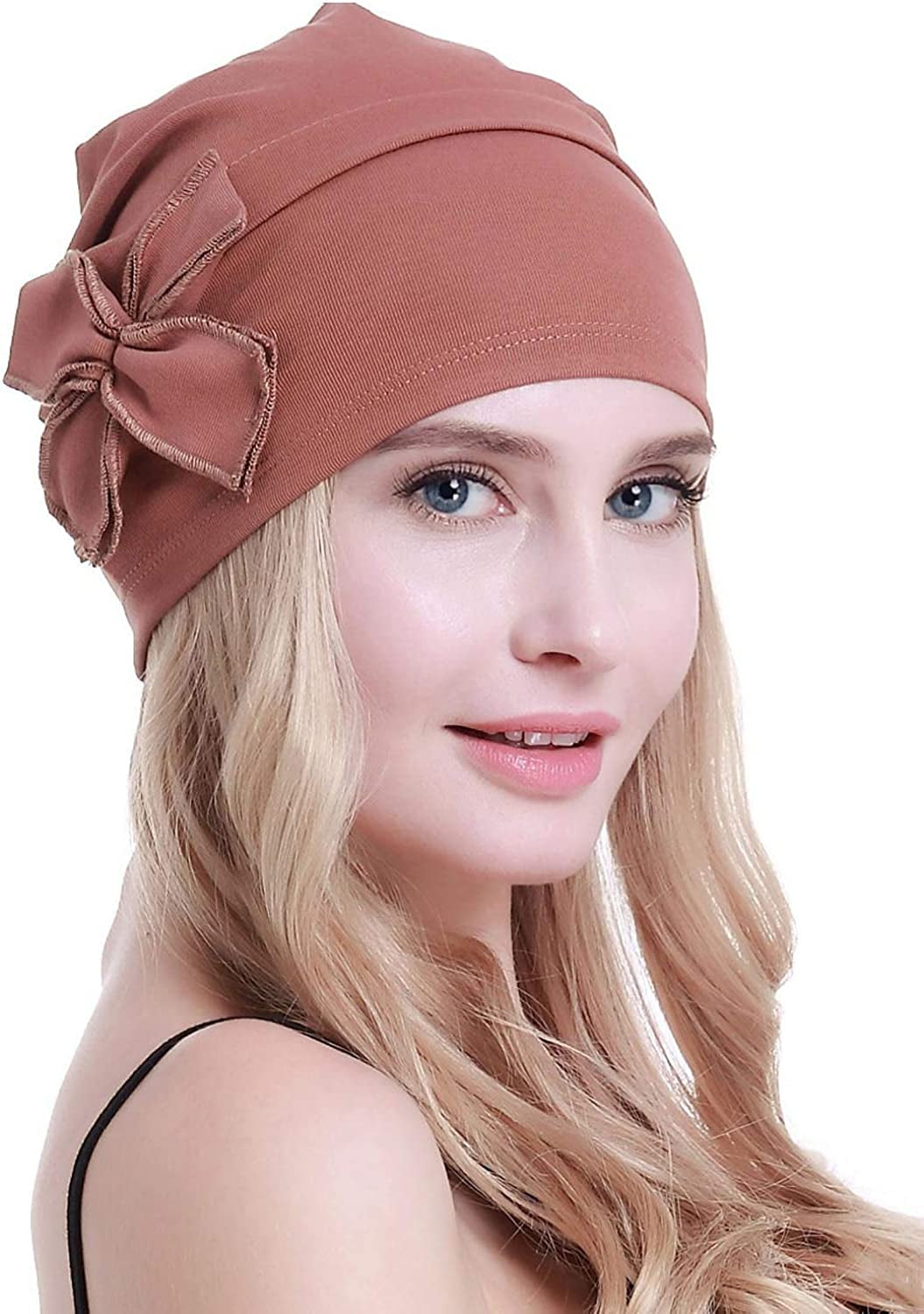 Osvyo Cotton Chemo Turbans Headwear Beanie Hat Cap for Women Cancer Patient Hairloss Apparel & Accessories > Clothing Accessories > Headwear osvyo Cotton Rust Red One Size