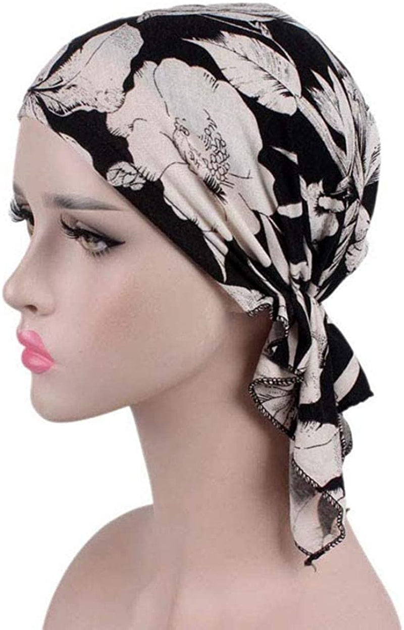 Women'S Comfort Head Scarf Headwear Chemo Beanie Scarves Coverings (2Pcs Black&Red) Apparel & Accessories > Clothing Accessories > Headwear Hcimooy