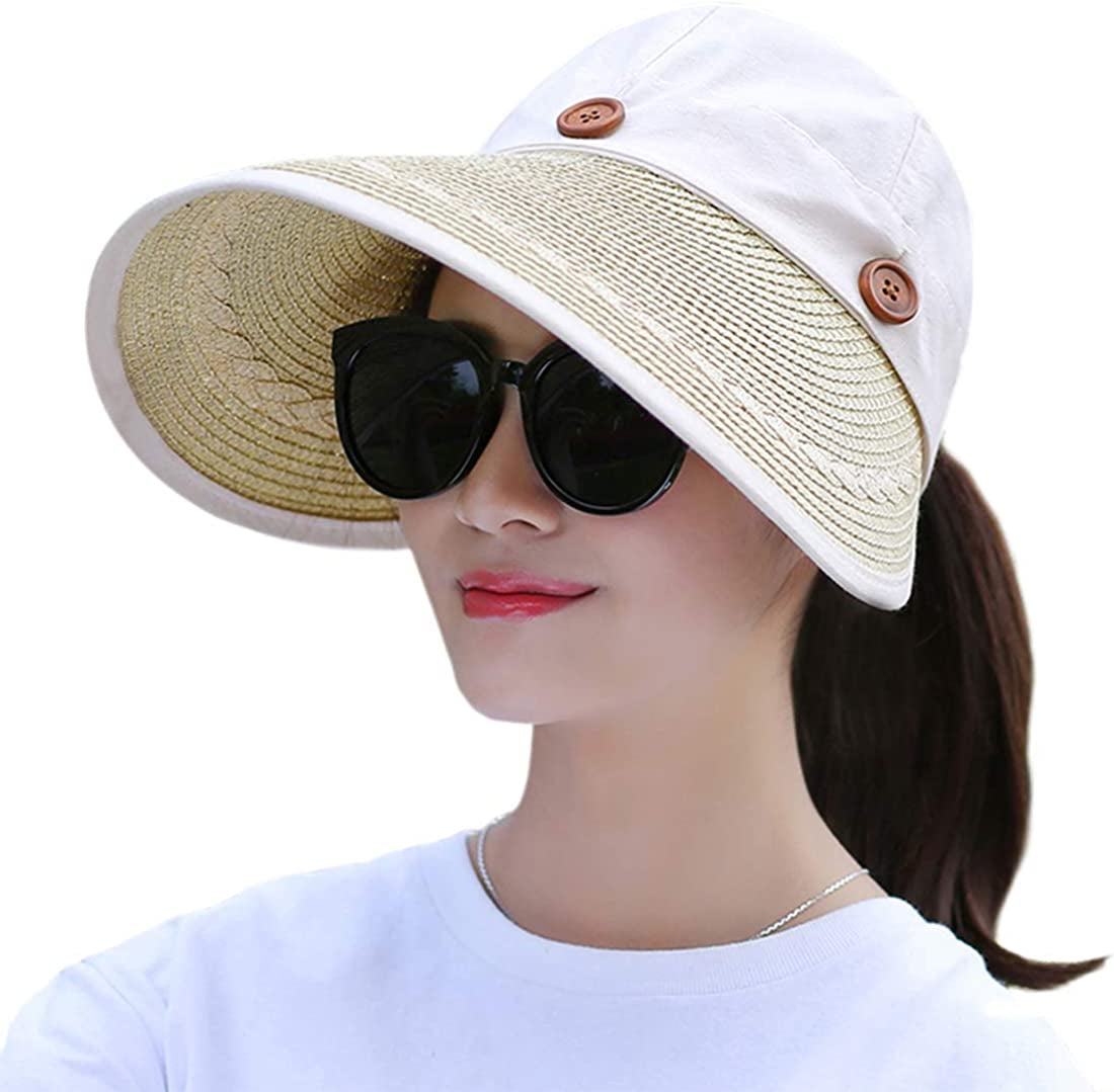 Muryobao Women'S Reversible 2-In-1 Wide Brim Floppy Hat UV Protection Hats for Beach Glof Apparel & Accessories > Clothing Accessories > Hats Muryobao Beige