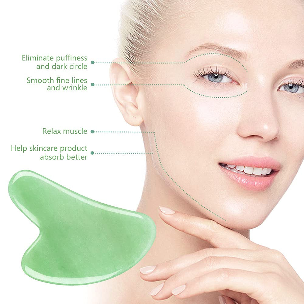 Roysmart Gua Sha Massage Tool, Natural Quartz Jade Stone Gua Sha Facial Tool for Face Neck Body, Scraping Facial Massage Tools for Promotes Blood Flow/Prevents Wrinkles/Removes Toxins (Green) Health & Beauty > Personal Care > Cosmetics > Cosmetic Tools > Skin Care Tools Roysmart