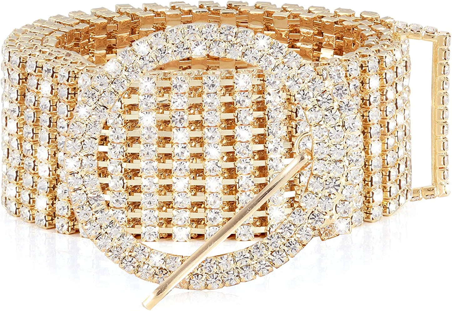Women Rhinestone Belt Shiny Diamond Crystal Ladies Waist Belt for Jeans Dresses Silver Gold by WHIPPY Apparel & Accessories > Clothing Accessories > Belts WHIPPY 3-gold M: Fit Waist Size 35-42 Inches