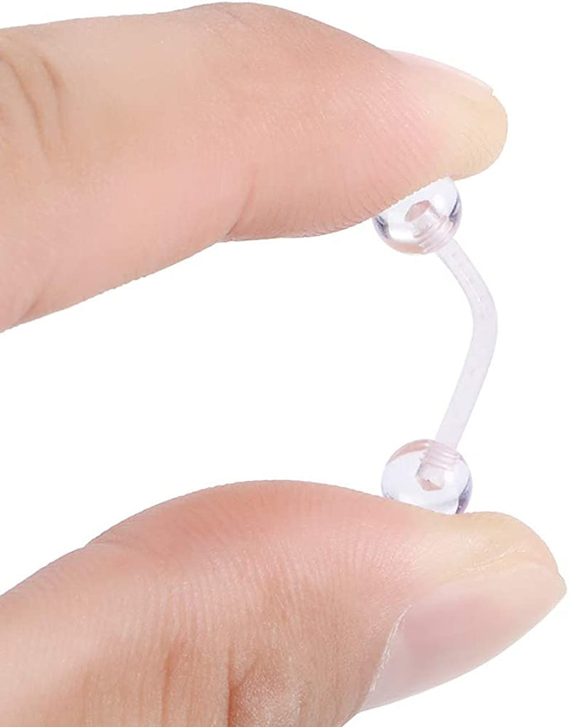 Oveta Clear Piercing Retainers Flexible Bioflex 14G 16G 20G Navel Belly Button Ring Lip Labret Piercings Retainer Eyebrow Tongue Barbells Cartilage Tragus Earrings Retainer 36-90PCS Apparel & Accessories > Jewelry > Body Jewelry Oveta