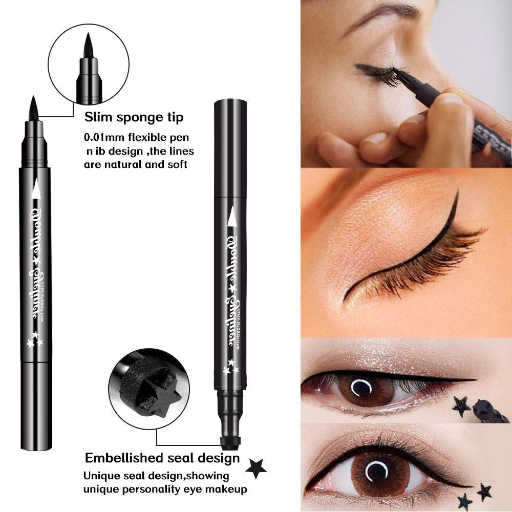 Ownest 3 Pcs Double-Sided Liquid Eyeliner Pen,With Eye Makeup Stamp Super Slim Gel Felt Tip High Black Pigment,Waterproof Smudgeproof Long Lasting Eyeliner Eye Tattoo Makeup Tool-Heart,Star,Moon Health & Beauty > Personal Care > Cosmetics > Cosmetic Tools > Makeup Tools Ownest