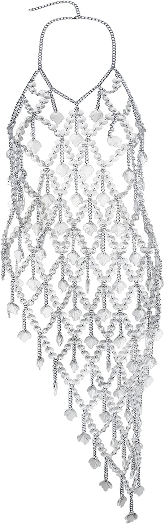 Ccbodily Crystal Body Chain Dress - Boho Layered Body Waist Belly Chain Skirt Festival Jewelry for Women Apparel & Accessories > Jewelry > Body Jewelry CCbodily 168-CLEAR
