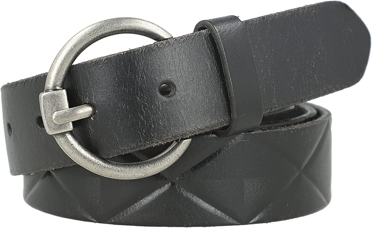 Frye Women'S 32Mm Leather Belt Apparel & Accessories > Clothing Accessories > Belts Frye Black Emboss Medium